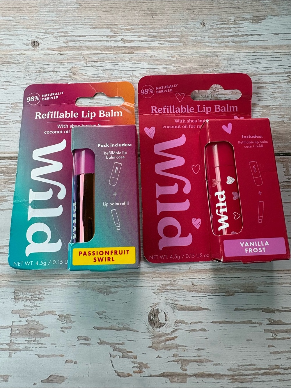 Wild Refillable Lip Balm Duo — Passionfruit Swirl & Vanilla Frost